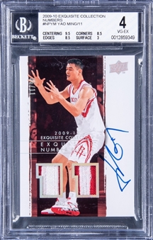 2009-10 UD "Exquisite Collection" Exquisite Number Pieces #NPYM Yao Ming Signed Game Used Patch Card (#06/11) - BGS VG-EX 4/BGS 10